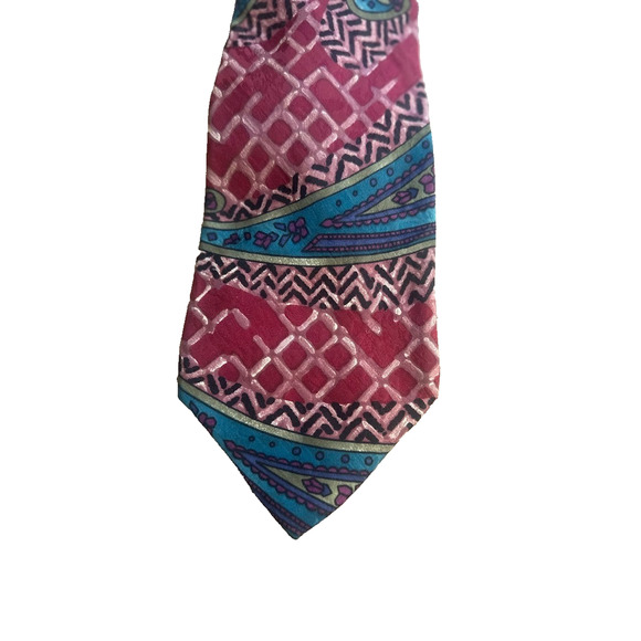 Pal Zileri Designer Italian Neck Tie Paisley Geometric Classic Length 3.5" - Picture 3 of 7